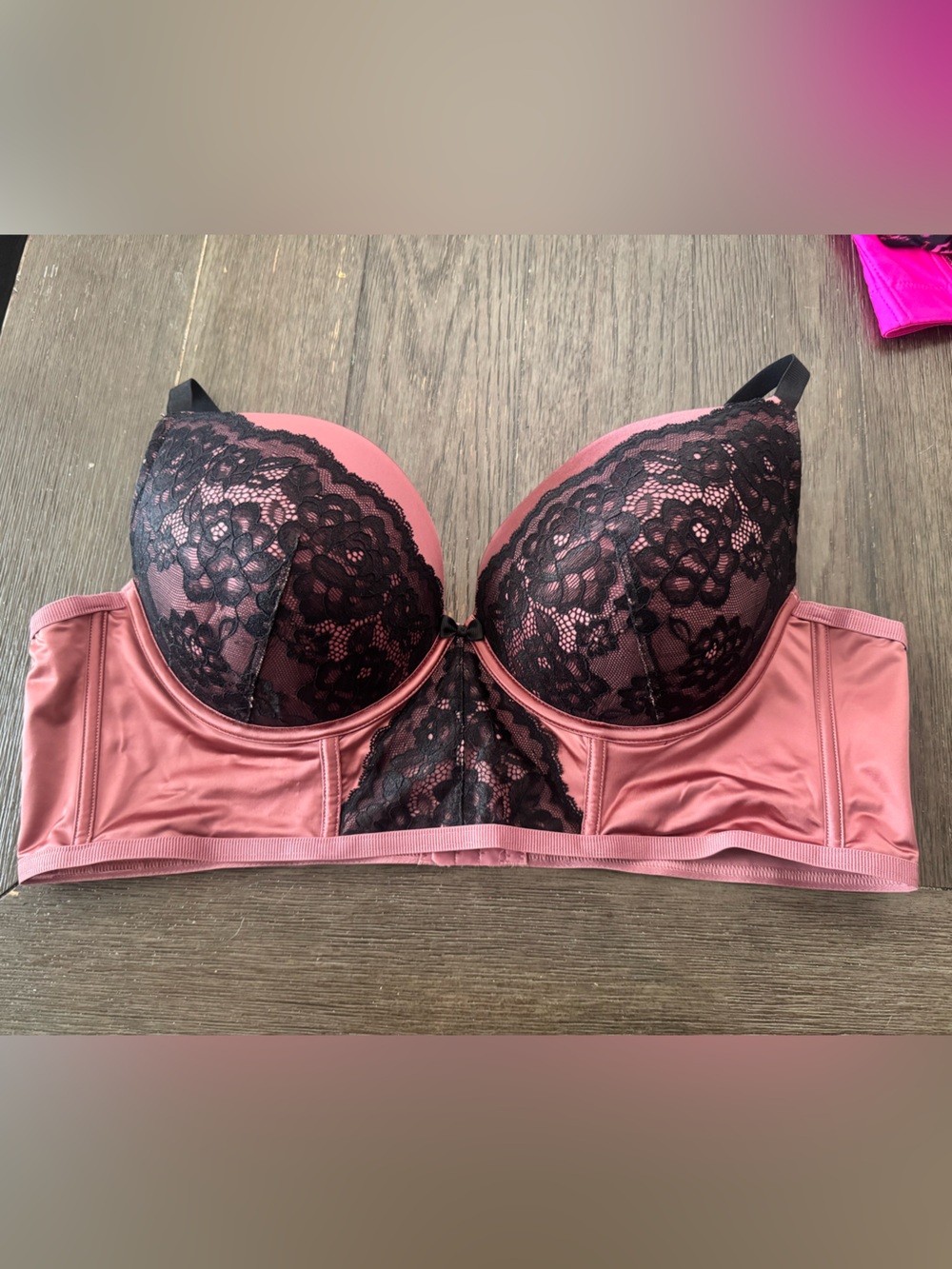 Torrid 44C Lace Overlay Longline Bra in Rose